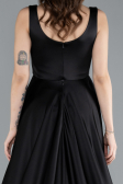 Long Black Satin Evening Dress ABU4715