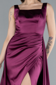 Long Cherry Colored Satin Evening Dress ABU4715
