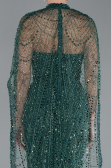 Emerald Green Strapless Shawl Stoned Long Evening Gown ABU4517