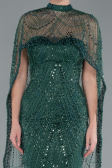 Emerald Green Strapless Shawl Stoned Long Evening Gown ABU4517