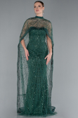 Emerald Green Strapless Shawl Stoned Long Evening Gown ABU4517