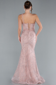 Powder Color One Shoulder Slit Long Glitter Mermaid Evening Gown ABU4697