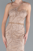 Mink One Shoulder Slit Long Glitter Mermaid Evening Gown ABU4697