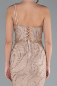 Mink One Shoulder Slit Long Glitter Mermaid Evening Gown ABU4697