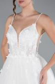 White Laced Straps Long Wedding Dress ABG039