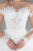 White Laced Long Sleeve Princess Wedding Dress ABG036
