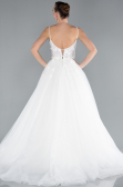 White Laced Straps Long Wedding Dress ABG039