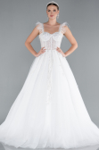 White Embroidered Top Long Wedding Dress ABG110