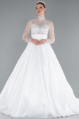 Long White Satin Wedding Dress ABU4249