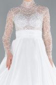 Long White Satin Wedding Dress ABU4249
