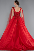 Red Sleeveless Stoned Long Haute Couture Dress ABU4432