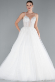 White Stones Straps Long Princess Model Wedding Dress ABG113