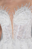 White Strapless Long Neckline Stoned Princess Wedding Dress ABG034