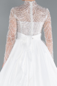 Long White Satin Wedding Dress ABU4249