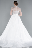 Long White Satin Wedding Dress ABU4249