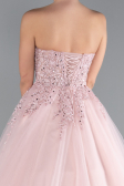 Powder Color Strapless Dantelle Plus Size Haute Couture Dress ABU4453