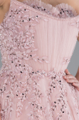 Powder Color Strapless Dantelle Plus Size Haute Couture Dress ABU4453