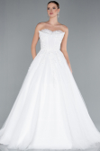 White Strapless Dantelle Long Wedding Dress ABG121