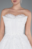 White Strapless Dantelle Long Wedding Dress ABG121
