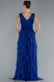 Sax Blue V Neck Layered Tulle Long Prom Dress ABU4723