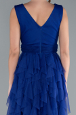 Sax Blue V Neck Layered Tulle Long Prom Dress ABU4723