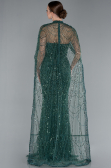 Emerald Green Strapless Shawl Stoned Long Evening Gown ABU4517