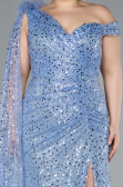 Indigo Slit Scaly Long Plus Size Evening Dress ABU3859