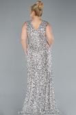 Beige Sleeveless Slit Long Sequin Plus Size Evening Gown ABU4673