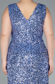 Indigo Sleeveless Slit Long Sequin Plus Size Evening Gown ABU4673