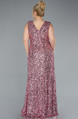 Powder Color Sleeveless Slit Long Sequin Plus Size Evening Gown ABU4673