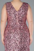 Powder Color Sleeveless Slit Long Sequin Plus Size Evening Gown ABU4673
