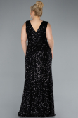 Black Sleeveless Slit Long Sequin Plus Size Evening Gown ABU4673