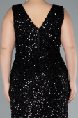 Black Sleeveless Slit Long Sequin Plus Size Evening Gown ABU4673