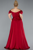 Burgundy Long Satin Plus Size Evening Dress ABU4576