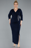 Midi Navy Blue Plus Size Evening Dress ABK2246