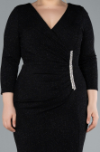 Midi Black Plus Size Evening Dress ABK2246