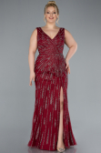 Long Burgundy Plus Size Evening Gown ABU4717