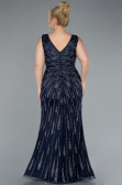 Long Navy Blue Plus Size Evening Gown ABU4717