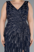 Long Navy Blue Plus Size Evening Gown ABU4717