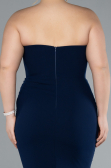 Navy Blue Stoned Strapless Neck Long Plus Size Evening Gown ABU4688