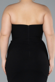 Black Stoned Strapless Neck Long Plus Size Evening Gown ABU4688