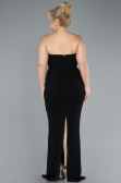 Black Stoned Strapless Neck Long Plus Size Evening Gown ABU4688