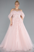 Long Powder Color Plus Size Haute Couture Dress ABU3623