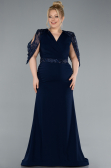 Long Navy Blue Formal Plus Size Dress ABU4668