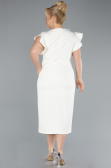 Cream Slit Midi Plus Size Invitation Dress ABK2278