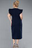 Navy Blue Slit Midi Plus Size Invitation Dress ABK2278