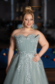 Mint Strapless Dantelle Plus Size Haute Couture Dress ABU4453