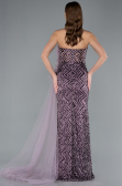 Lavender Strapless Slit Long Train Sequin Mermaid Evening Gown ABU4772