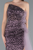 Lavender Strapless Slit Long Train Sequin Mermaid Evening Gown ABU4772