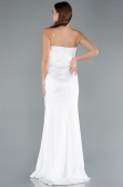 White Long Satin Prom Gown ABU4663